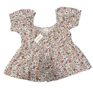 Sonmer Floral Puff Sleeve Blouse L